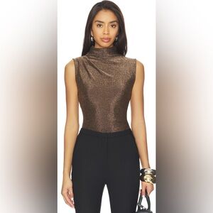 Veronica Beard Mylie Metallic Draped Top in Antique Gold Lurex, Medium